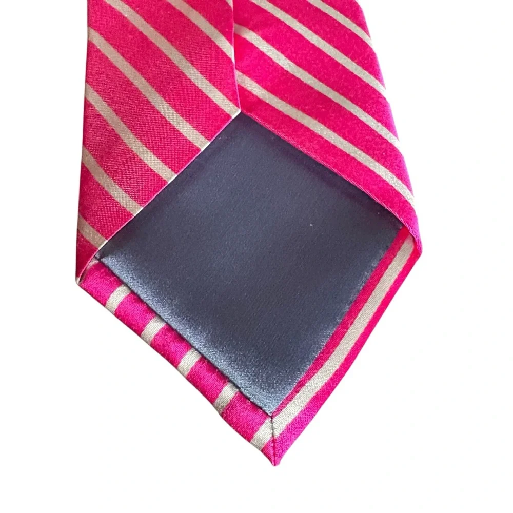 Men's US Polo Assn. Pink & Silver Striped 100% Silk‎ Tie 60